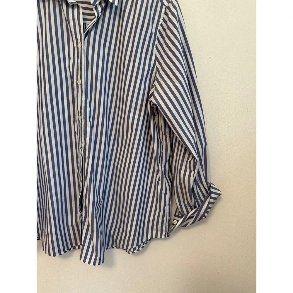 Banana Republic Blue and White Striped Cotton Button Down Shirt | Size XL